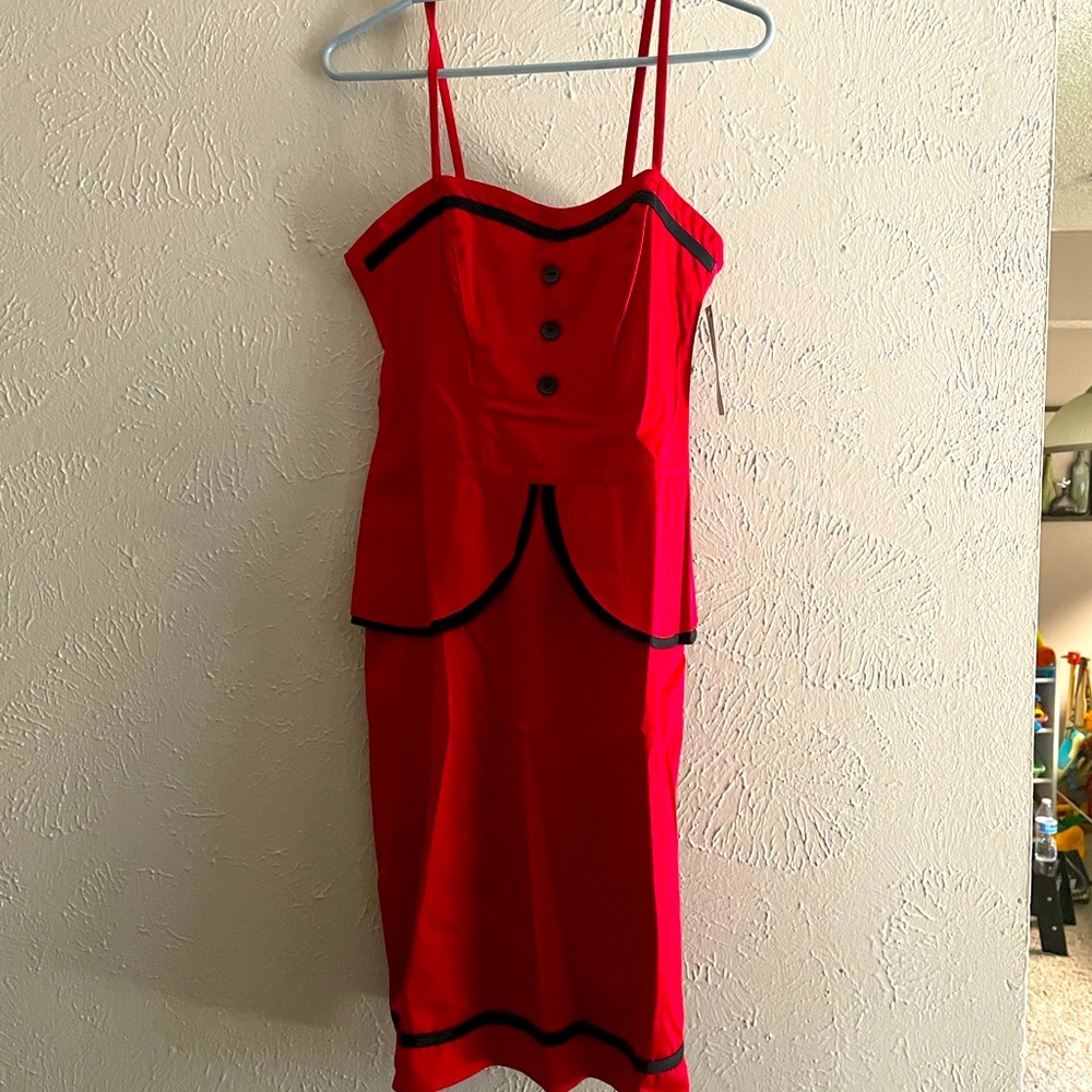 Rock steady red and black vintage look dress L